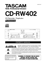 Tascam CD-RW402 Owner's Manual