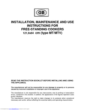 Bertazzoni FREE-STANDING COOKERS 121 Installation, Maintenance And Use  Instructions