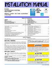 Johnson Controls 15 SEER - YZE / HC5B / HL5B SERIES Installation Manual