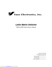 Vaux Electronics Lattis 800 Series Owner's Manual