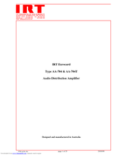 IRT AA-704T Instruction Book