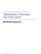 Kyocera Mita MP-80/FAX System(T) Operator's Manual