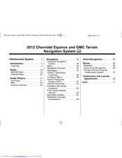Chevrolet 2012 GMC Terrain Navigation System Owner's Manual