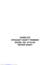 Homelite UT70129 Repair Sheet