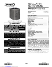 Lennox Elite XP14030 Installation Instructions Manual