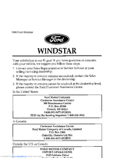 Ford 1996 Windstar User Manual