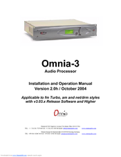 Omnia 3 Installation And Operation Manual