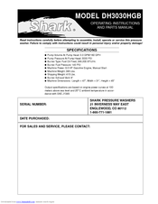 SHARK DH3030HGB Operating Instructions And Parts Manual