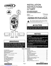 Lennox DAVE LENNOX SIGNATURE G71MPP-60C-090 Installation Instructions Manual