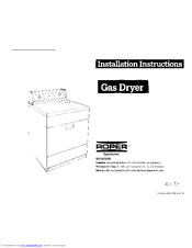 Roper Gas dryer Installation Instructions