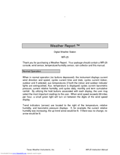 Texas Weather Instruments Weather Report WR-25 Instruction Manual