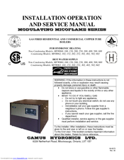 CAMUS HYDRONICS MFW400 Installation, Operation And Service Manual