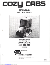 CozyCab JOHN DEERE 455 Mounting Instructions
