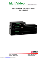 Rose electronics MultiVideo 8U2V Installation And Operations