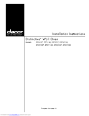 Dacor Distinctive DTO130 Installation Instructions Manual