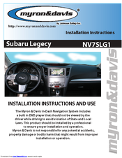 Myron & Davis NV7SLG1 Installation Instructions Manual