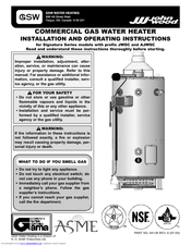 GSW John Wood Installation And Operating Instructions Manual