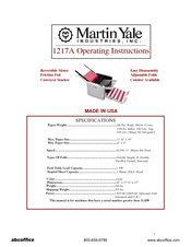Martin Yale Indastries 1217A Operating Instructions Manual
