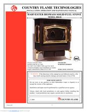 COUNTRY FLAME TECHNOLOGIES HR-01 Installation, Operation And Maintenance Manual