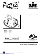 Windsor PRSD Operating Instructions Manual