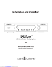 Audio Authority AVAtrix 1166 Installation And Operation Manual