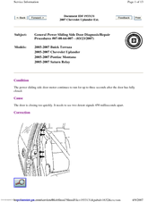 Chevrolet Uplander Ext 2007 Service Information