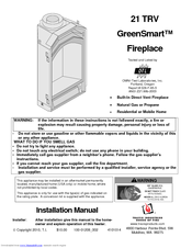 Travis Industries 21 TRV GreenSmart Installation Manual