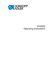 DURKOPP ADLER 630 Operating Instructions Manual