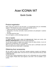Acer ICONIA W7 Quick Manual