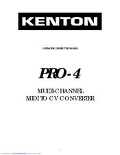 Kenton PRO-4 Operating Instructions Manual
