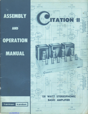 Harman Kardon Citation II Assembly And Operation Manual