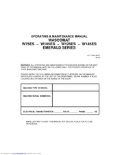 Wascom EMERALD W75ES Operating & Maintenance Manual