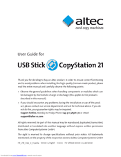 Altec USB Stick CopyStation 21 User Manual