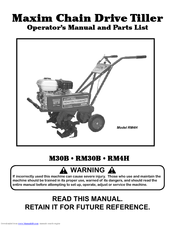 Maxim RM30B Operator's Manual And Parts List