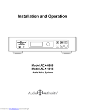 Audio Authority ADX-0808 Installation And Operation Manual