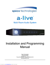 Speco a-live Installation And Programming Manual