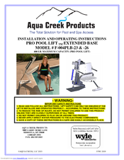 Aqua Creek F-004PLB-26 Installation And Operating Instructions Manual