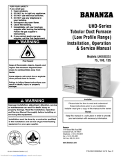 Bananza UHDS125 Installation, Operation & Service Manual