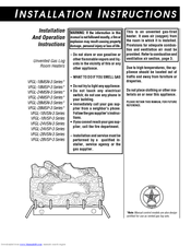 Nordyne VFGL-24VSP-3 Series Installation And Operation Instructions Manual