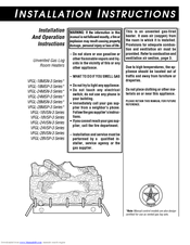 Nordyne VFGL-18VSP-3 Series Installation And Operation Instructions Manual