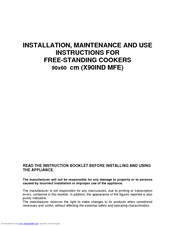 Bertazzoni X90IND MFE Installation, Maintenance And Use  Instructions