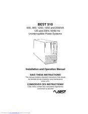 Best Power B510-900E Installation And Operation Manual