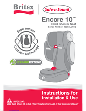 Britax Encore 10 Instructions For Installation And Use Manual