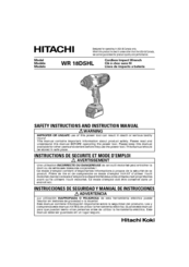 Hitachi WR 18DSHL Safety Instructions And Instruction Manual