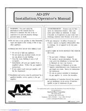 American Dryer Corp. AD-25V Installation & Operator's Manual