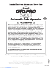 GTO/PRO PRO-SW2500 Installation Manual