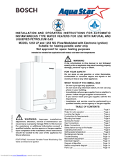 Bosch AquaStar 125X NG Installation And Operating Instructions Manual