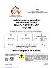 PSG MINI-CADDY PF01301 Installation And Operating Instructions Manual