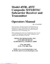 Cross Technologies 455T Operator's Manual