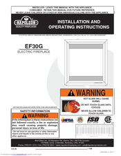Napoleon EF30G Installation And Operating Instructions Manual